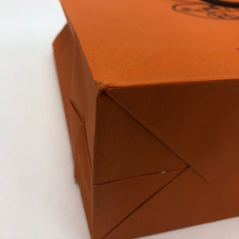 Hermes Authentic Orange Gift Paper Shopping Bag Medium Square 11.75x11.5x4